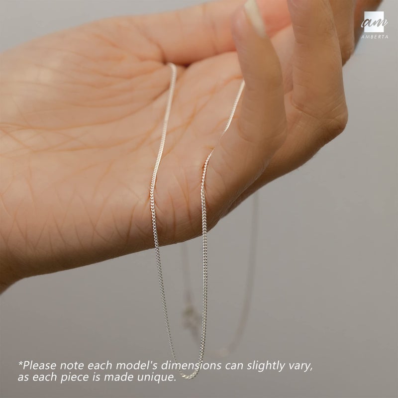 Amberta Children 925 Sterling Silver Chain Necklace (14 inch - 4 to 12 Years Old): Silver 1.3mm Curb Chain - Image 5